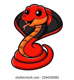 Cute red spitting cobra cartoon