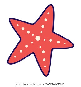 Cute Red Starfish Vector Illustration