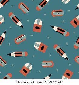 Cute Red Stationary Seamless Pattern