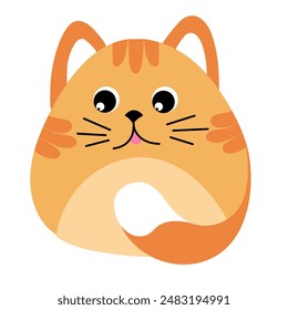 Cute red stripped cat isolated on white background. Vector illustration for children.