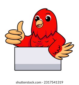 Cute red suffusion lovebird cartoon giving thumb up