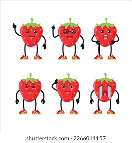 cute red sweet strawberry various activity vector