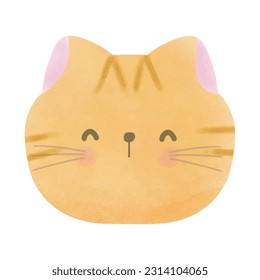 Cuidada tabby roja cabeza de gato color de agua estilo vectorial ilustración del fondo blanco