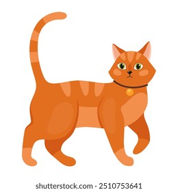 Fofo gato vermelho bonito. Silhueta de um gato, gato de laranja fofo doméstico, animal de estimação. Ilustração vetorial isolada em branco.