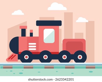 cute red train, with simple flat style