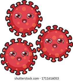Cute Red Virus Vector Illustration
