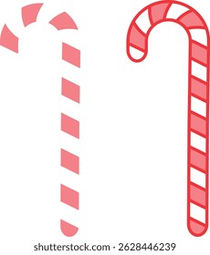 A cute red and white candy cane illustration with a gentle striped design. Great for winter and Christmas themes. Comes with a transparent background.
