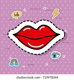 cute red women lipstick fantasy icons sticker