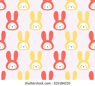 Cute red and yellow bunny rabbit design seamless background pattern backdrop wallpaper. vector image