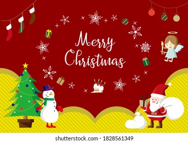 
Cute red and yellow Christmas background material.