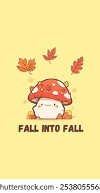 cute red  yellow illustrative phone Autumn fall wallpaper background