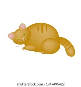 Cute red-brown cat. Vector illustration.