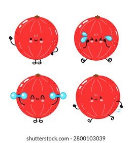 Cute redcurrant characters expressing various emotions and activities
