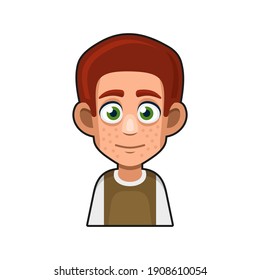 Carácter de avatar de pelirrojo de cabeza roja. Icono de Userpic Estilo de caricatura. Vector