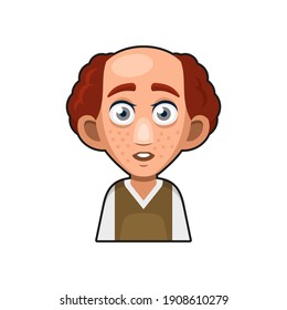 Cute Redhead Man Avatar Character. Cartoon Style Userpic Icon. Vector