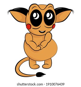 A cute redhead monster with big black eyes and red cheeks. Perfect for children's themes, as well as a brand character and logo type. 