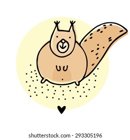 cute redhead squirrel in cartoon style