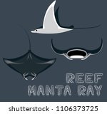 Cute Reef Manta Ray Cartoon Vector Illustration