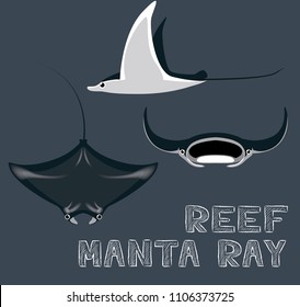 Cute Reef Manta Ray Cartoon Vector Illustration