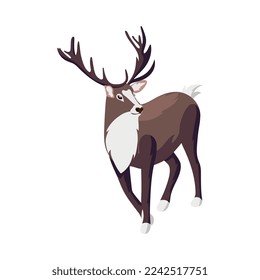 Cute reindeeer on white background isometric 3d vector illustration