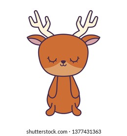 cute reindeer animal isolated icon