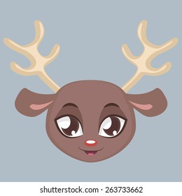 Cute reindeer avatar with flat colors