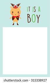  cute reindeer it is a baby boy announcement card