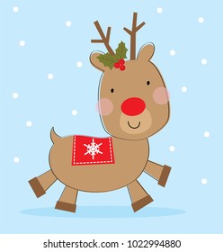 cute reindeer with blue background