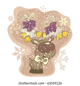 cute reindeer with candles