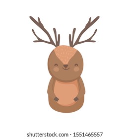 cute reindeer cartoon character animal vector illustration