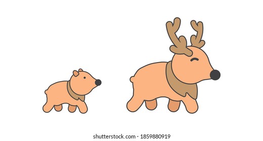 Cute Reindeer cartoon character, Vector illustration of Reindeer.	