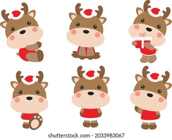 Cute Reindeer Cartoon Christmas Clipart