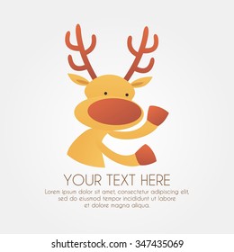 Cute Reindeer Cartoon. Christmas or New Year Greeting Vector Illustration