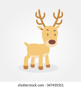 Cute reindeer cartoon. Christmas or New Year background Vector illustration