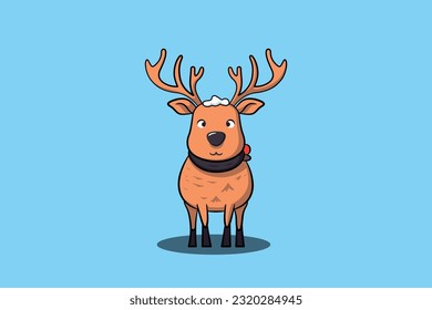 Cute reindeer cartoon minimal vector