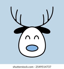 Cute reindeer character for Christmas in winter vector icon. Winter sign. Graph symbol for event and holiday web site and apps design, logo, app, UI
