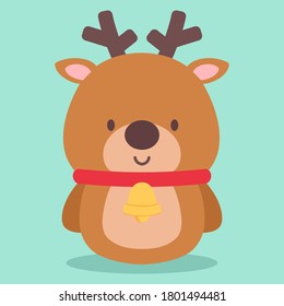 Cute reindeer character. Flat design style vector illustration.