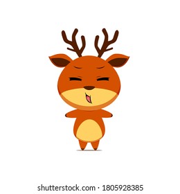Cute reindeer character get bored isolated on white background. Reindeer character emoticon illustration
