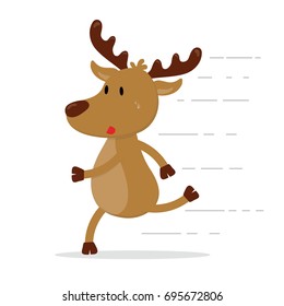 Cute reindeer character is running