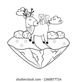 cute reindeer with chipmunk woodland character
