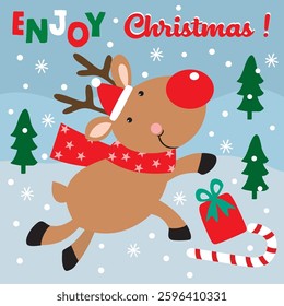Cute Reindeer For Christmas Card or Bag design
