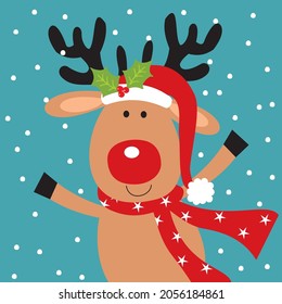 Cute reindeer for christmas card, gift bag or box design