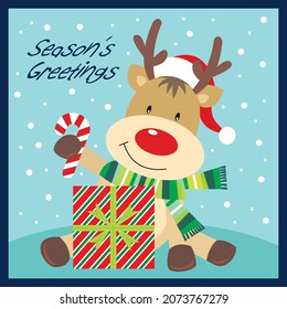 Cute reindeer for christmas card, gift bag or box design