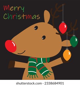 Cute Reindeer For Christmas Card, Gift Bag Or Box Design