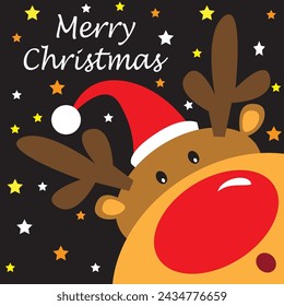 Cute reindeer for christmas card, gift bag or box design