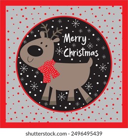 Cute reindeer for christmas card, gift bag or box design