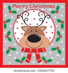 cute reindeer for christmas card gift bag or box design