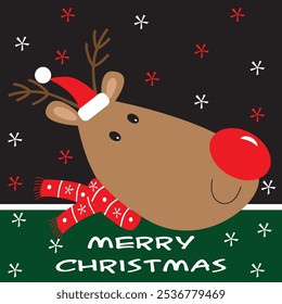 cute reindeer for christmas card, gift bag or box design