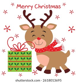 cute reindeer for christmas card, gift bag or box design

