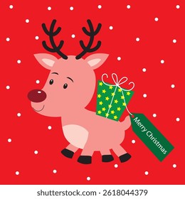 cute reindeer for christmas card, gift bag or box design

